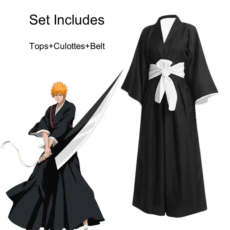 Anime Cosplay Bleach - 新発売：イチゴ・黒崎（アニメBLEACH）のコスプレ衣装一式 - 天鎖斬月、魂の死神着物