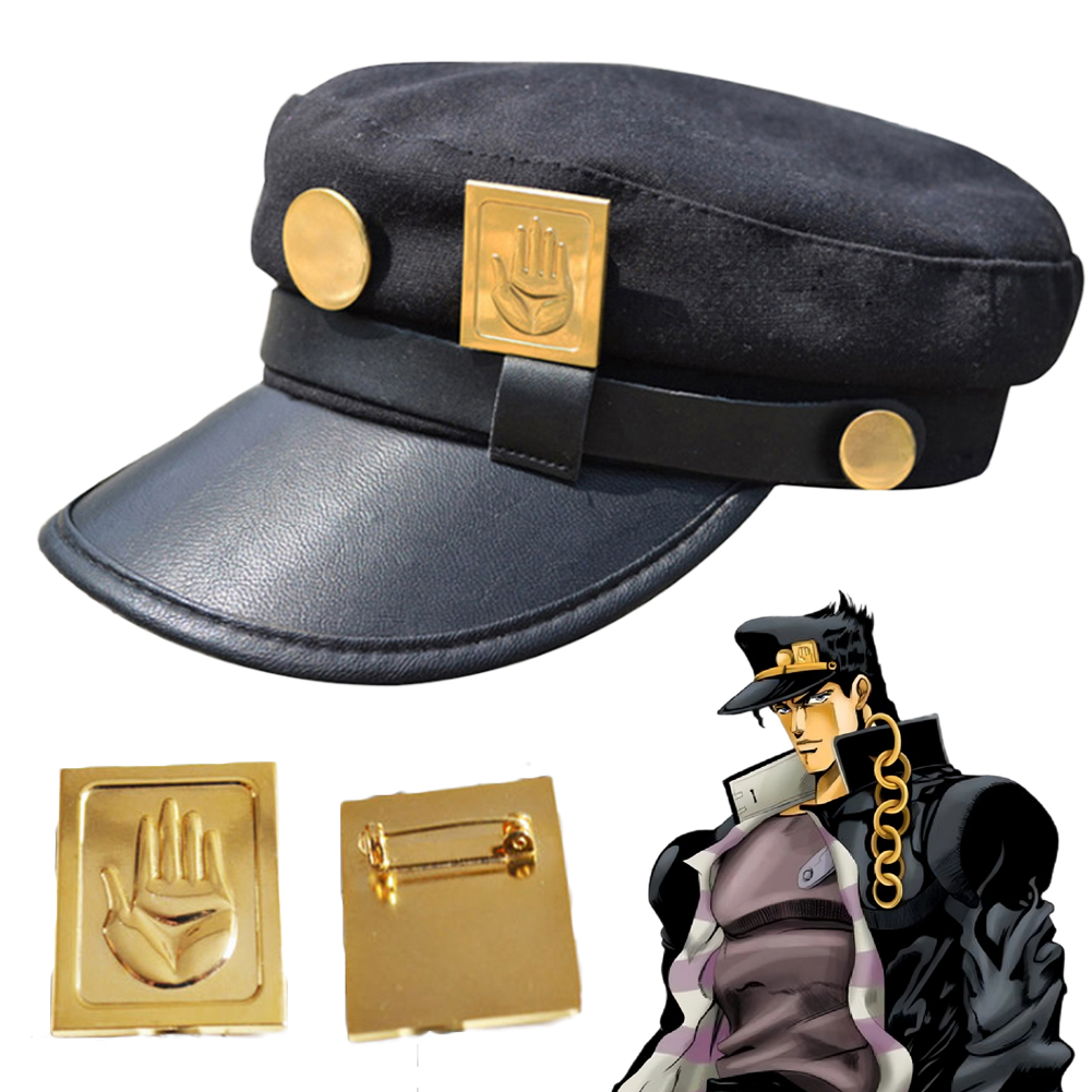 Jojo Bizarre Hat - ファンタジー奇妙な冒険のジョジョ空条承太郎コスプレ帽子キャップアニメ衣装変装ハロウィン成人男性ロールプレイファンタジア小道具