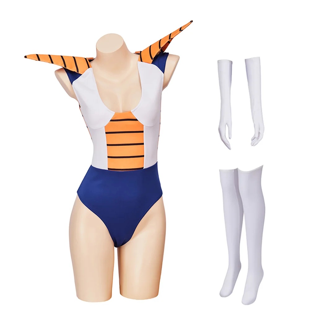 Dragon Ball Saiyan Armor - ベジータコスプレサイヤ人コスチュームセクシーな女性ボディスーツ手袋付きストッキングフルセットハロウィンカーニバルパーティーベジータバトルロンパース