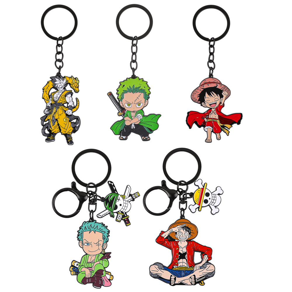Cosplay Anime Zoro - ワンピースアニメキーホルダーセット - モンキー・D・ルフィ＆ロロノア・ゾロ 漫画キャラクター バックパックデコレーション コレクタブルギフト