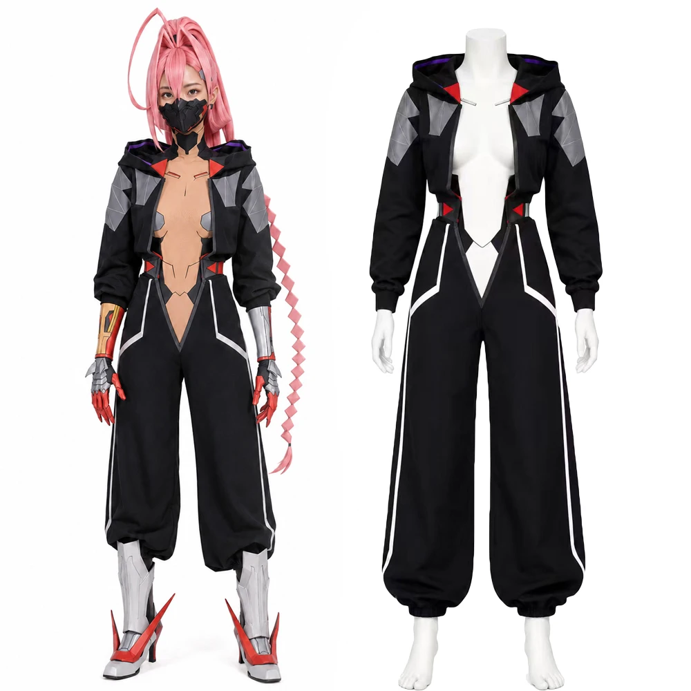 Anime Yang Cosplay - サイバーパンク・エッジランナーズ タリア・ヤン フルコスプレスーツ フーディー カフ付きワイドレッグパンツ アニメ