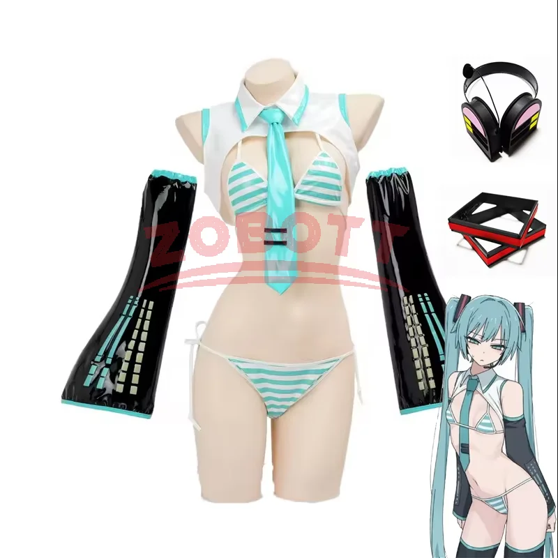Anime Cosplay Miku - ゲームミクコスプレミクフォーミュラスーツコスプレ衣装女の子雪クリスマスロールプレイ制服ビキニセットコスプレ