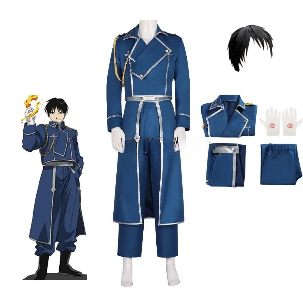 Fullmetal Alchemist Coat - アニメ鋼の錬金術師コスプレロイ・マスタング衣装軍服スーツコートパンツ手袋セットハロウィン服
