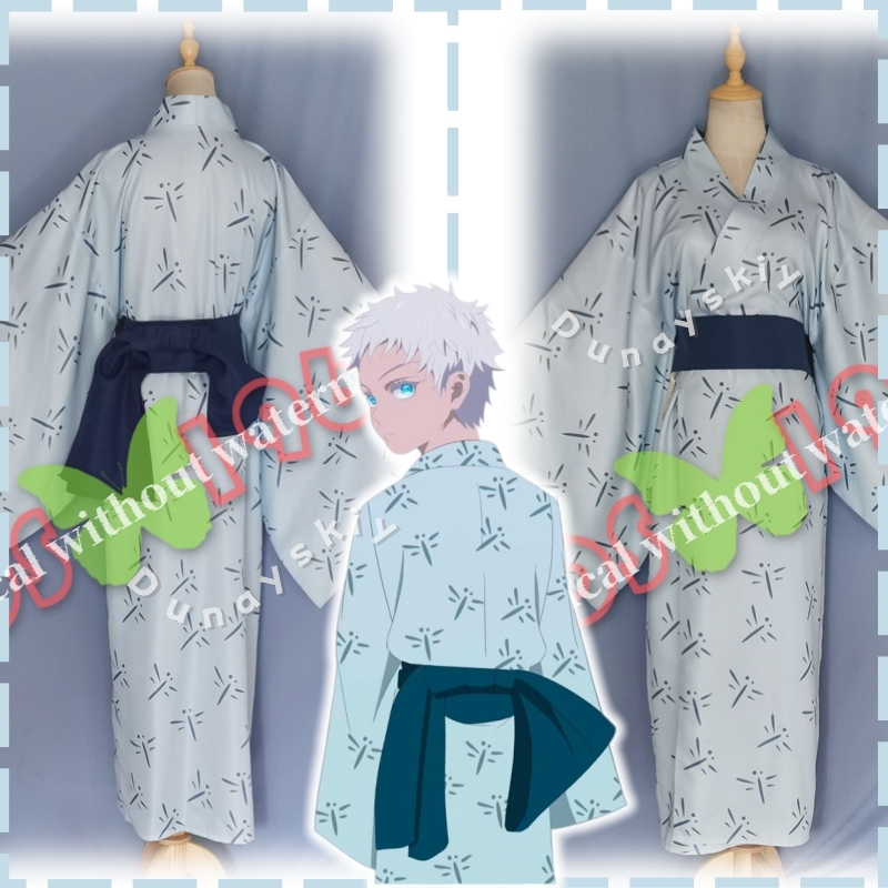 Cosplay Anime Jjk - JJK ファンメイド ヤング五条の伝統的な日本の着物 小児期の五条悟 コスプレ衣装 ユニセックスサイズ