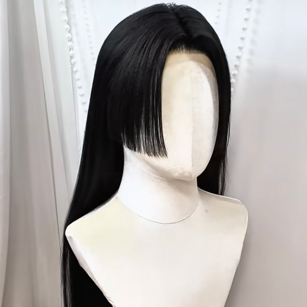 Anime Cosplay Girl With Black Hair - アニメボア・ハンコックコスプレウィッグロングストレート黒髪ローズネットインナーキャップ耐熱合成繊維ウィッグ女性女の子用