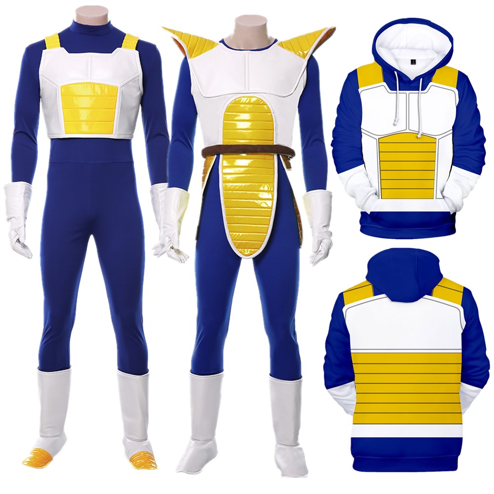 Dragon Ball Saiyan Armor - 大人 Z アニメファンタジーベジータコスプレジャンプスーツフード付きパーカー衣装男性制服衣装ハロウィンカーニバルパーティースーツ
