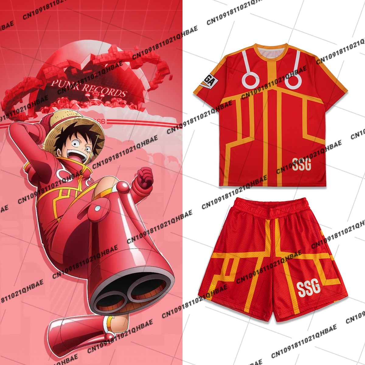 Anime & Cosplay Expo Acx 2025 - 新しいエッグヘッド島モンキー D. ルフィアニメ愛好家コスプレ衣装男性ファッションレジャースポーツセット特大 Tシャツショーツセット
