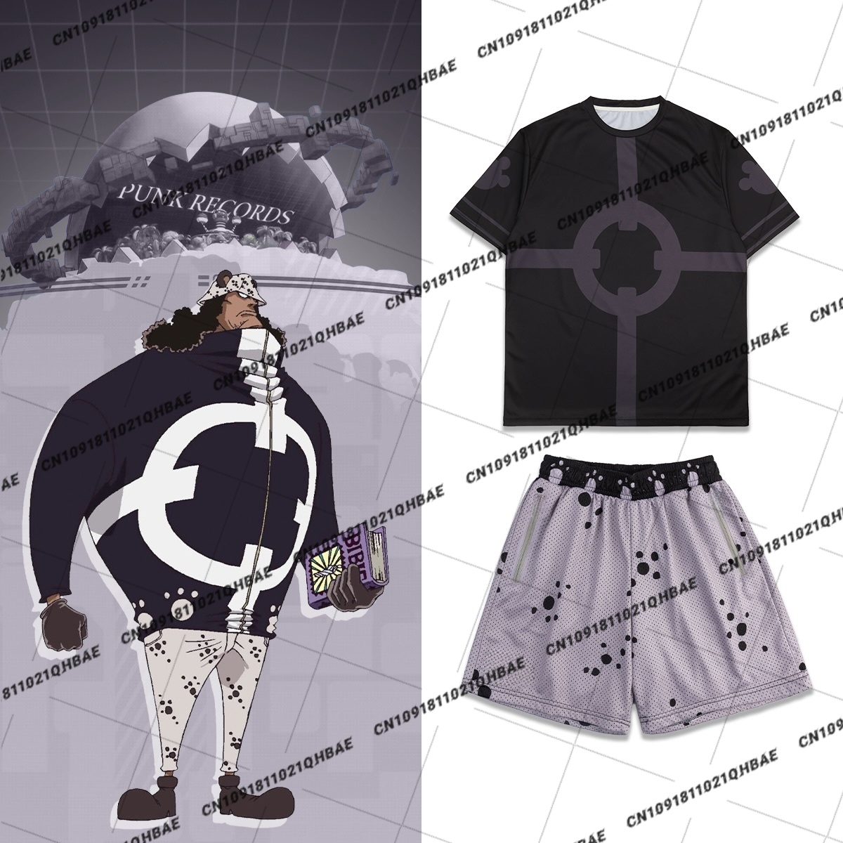 Anime & Cosplay Expo Acx 2025 - 新しいエッグヘッド島バーソロミュー・クマアニメ愛好家コスプレ衣装男性ファッションレジャースポーツセット特大 Tシャツショーツセット