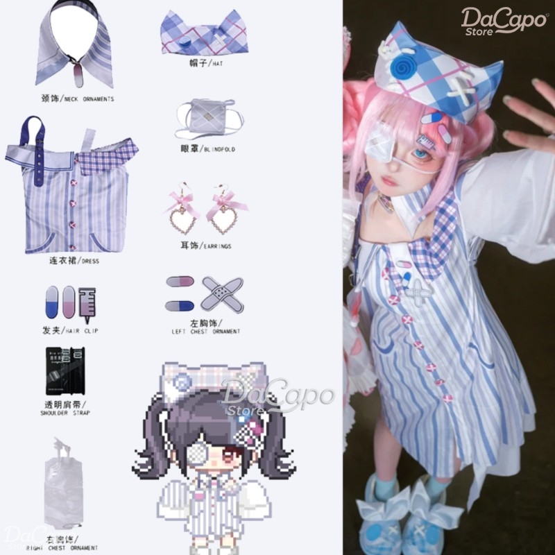 Anime Cosplay Idea - ゲームインフィニティニッキコスプレ衣装ウィッグ風変わりなアイデア甘いロリータドレスカーニバル衣装眼帯ジライケイハロウィン女性女の子
