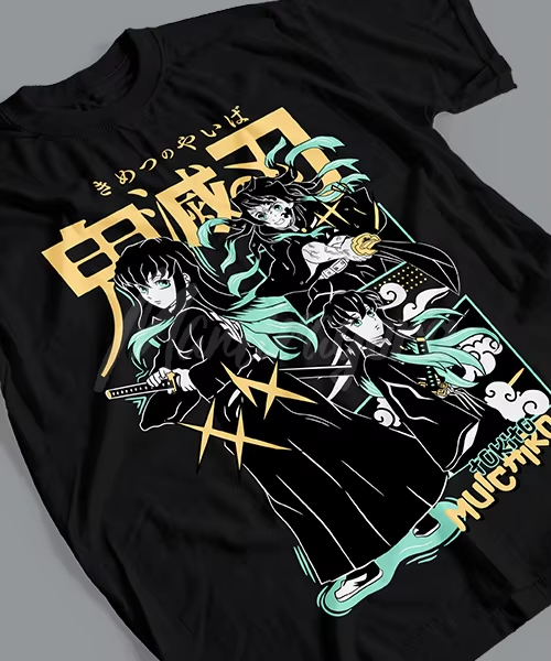 Anime Cosplay Real - 2026年 鬼滅の刃 時透無一郎 アニメ グラフィックTシャツ オーバーサイズ
