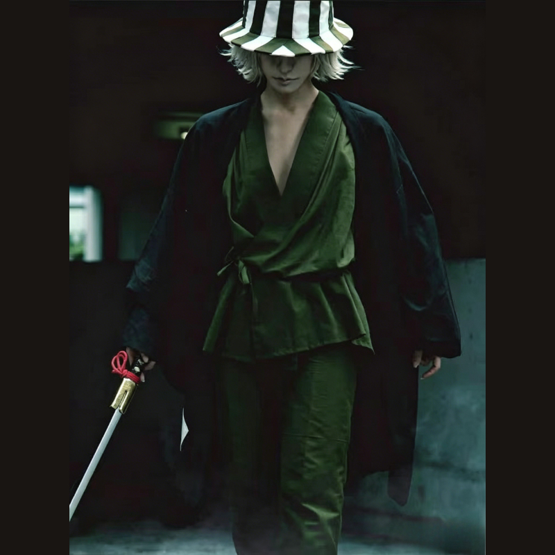 Anime Cosplay Bleach - アニメブリーチコスプレ浦原喜助護廷十三隊衣装着物制服ケープトップパンツ帽子セットハロウィンカーニバルパーティースーツ用