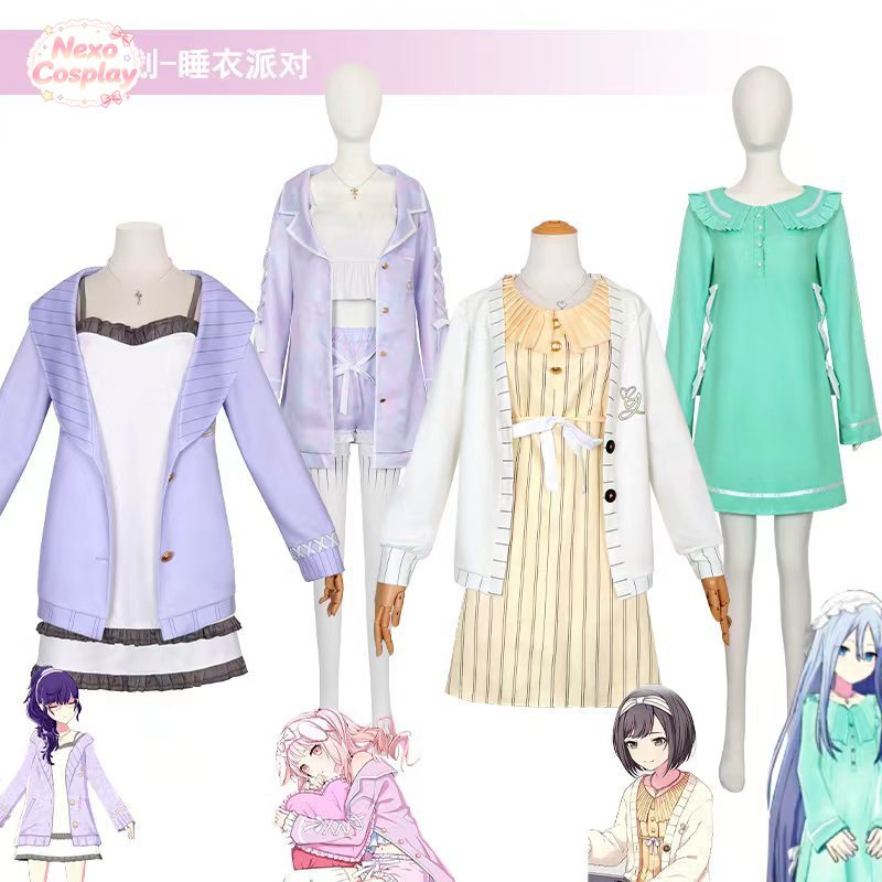 Anime Cosplay Miku - ミク：カラフルステージ！ 綾瀬奏、三日山美月、潮音美風、朝日奈真由、コスプレ衣装パジャマセット
