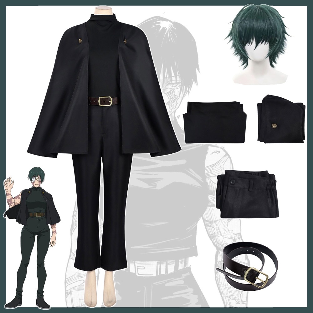 Cosplay Anime Jjk - アニメ呪術廻戦 JJK ゼニンマキコスプレ衣装ウィッグ制服マントトップパンツベルトアニメコンベンションハロウィンクリスマスパーティー衣装