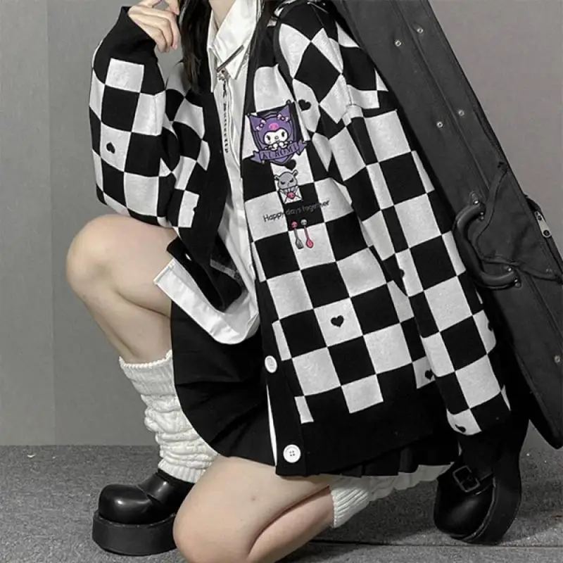 Anime & Cosplay Expo Acx 2025 - 人気アニメガールカーディガンセーター かわいいブラックビューティー 春秋ニットジャケット ゆったりスイート刺繍トップス ギフト ファッション