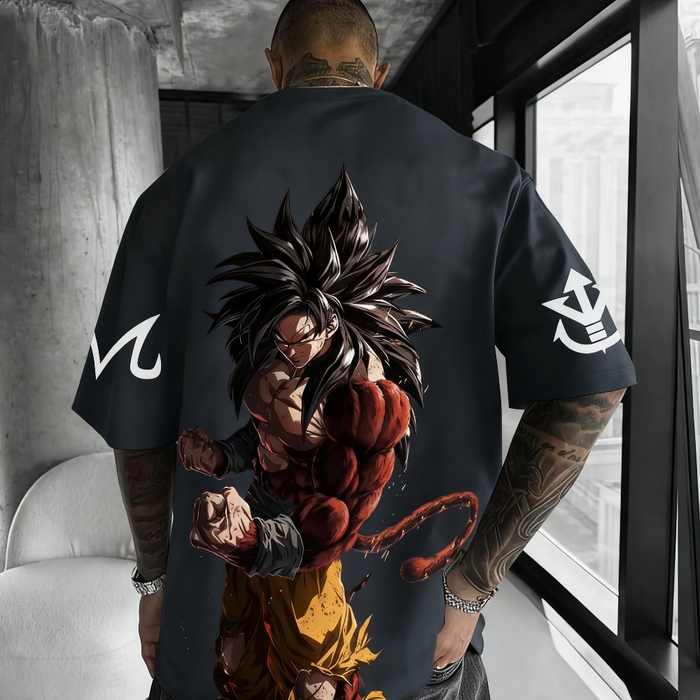 Dragon Ball Saiyan Armor - ドラゴンボールアニメ超サイヤ人 4 Tシャツ 2025 夏男性と女性のストリートルーズカジュアル多用途親子服トップ