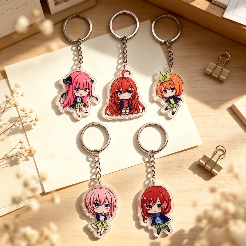 Quintuplets Anime Cosplay - 人気アニメ「五等分の花嫁」キーホルダー5個セット アクリルキーリング バッグ バックパックチャーム 小道具 デコレーション