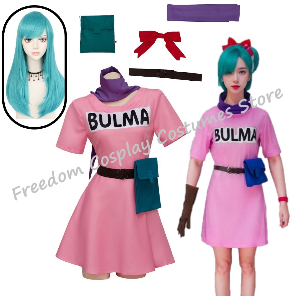 Dragon Ball Saiyan Armor - アニメブルマコスプレ衣装ピンクドレス制服かつらかわいい女の子フルセット衣装ハロウィンパーティー仮装大人女性のための