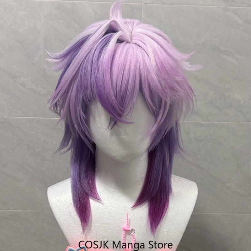 Anime Cosplay Characters - ゲーム原神コスプレウィッグデュリンゲームキャラクターコスウィッグナチュラルフェイクスカルプ混合色ハイライトショート人工毛