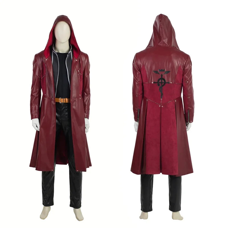 Fullmetal Alchemist Coat - アニメコス鋼の錬金術師エドワード・エルリックコスプレ衣装赤革ロングジャケットコート衣装スーツハロウィンクリスマス制服
