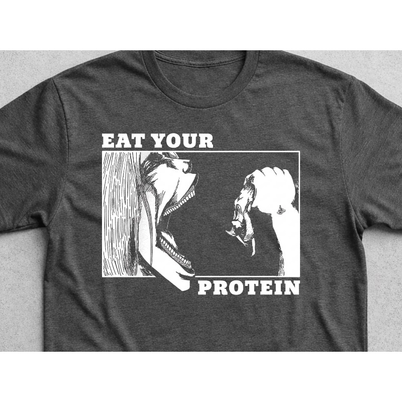 Eat Your Protein「楽しいアニメミームTシャツ - Anime Cosplay Meme のレビューと価格