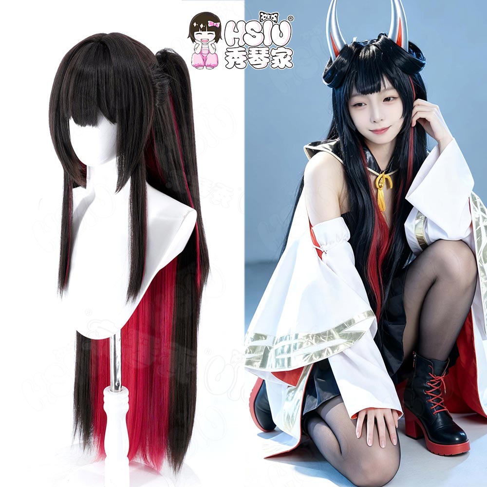 HSIUゲーム アズールレーン 初月 コスプレウィッグ 95 - Anime Cosplay Long Black Hair のレビューと価格
