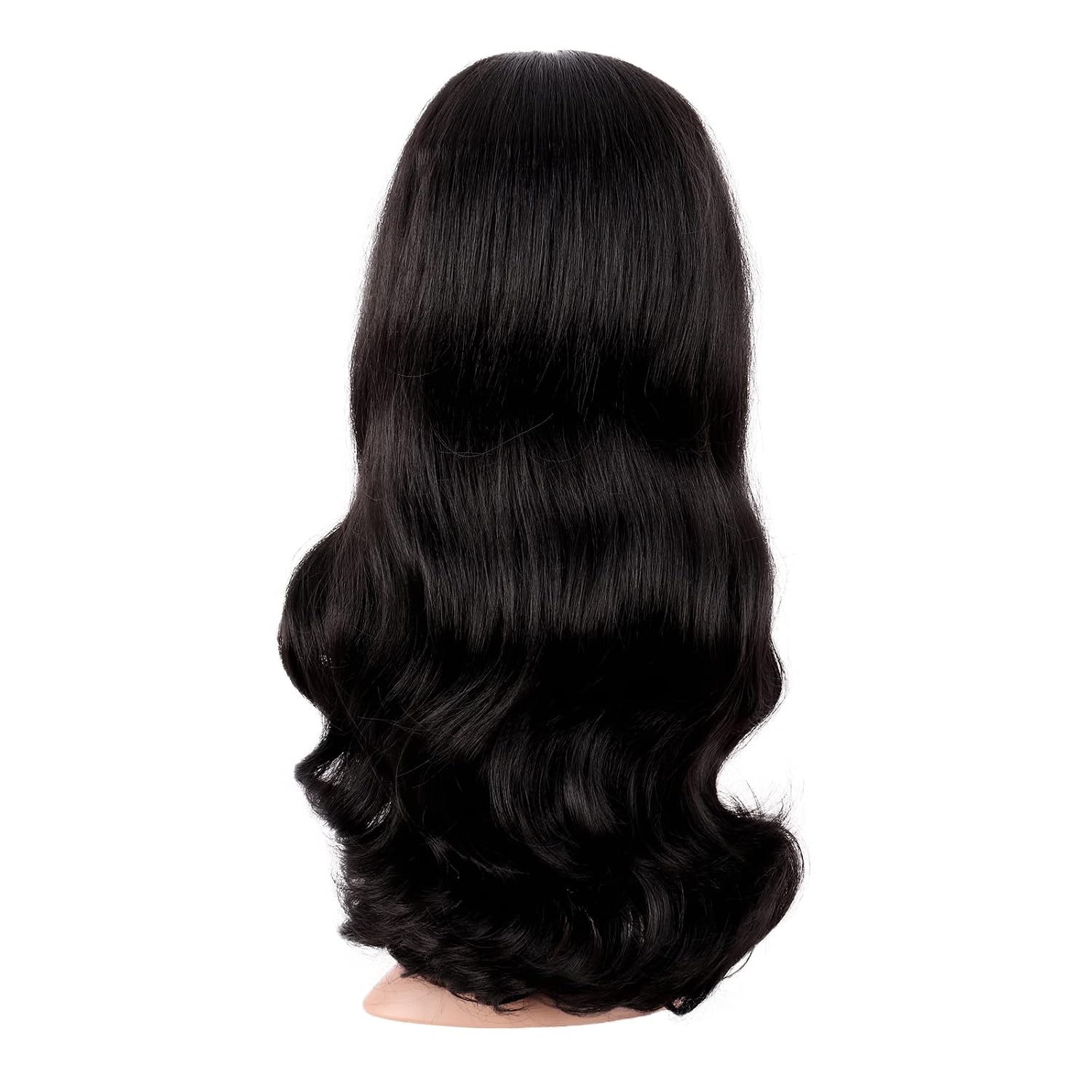 ロングカーリーヘア中間部コスプレウィッグ黒ファッションウィッ - Anime Cosplay Long Black Hair のレビューと価格