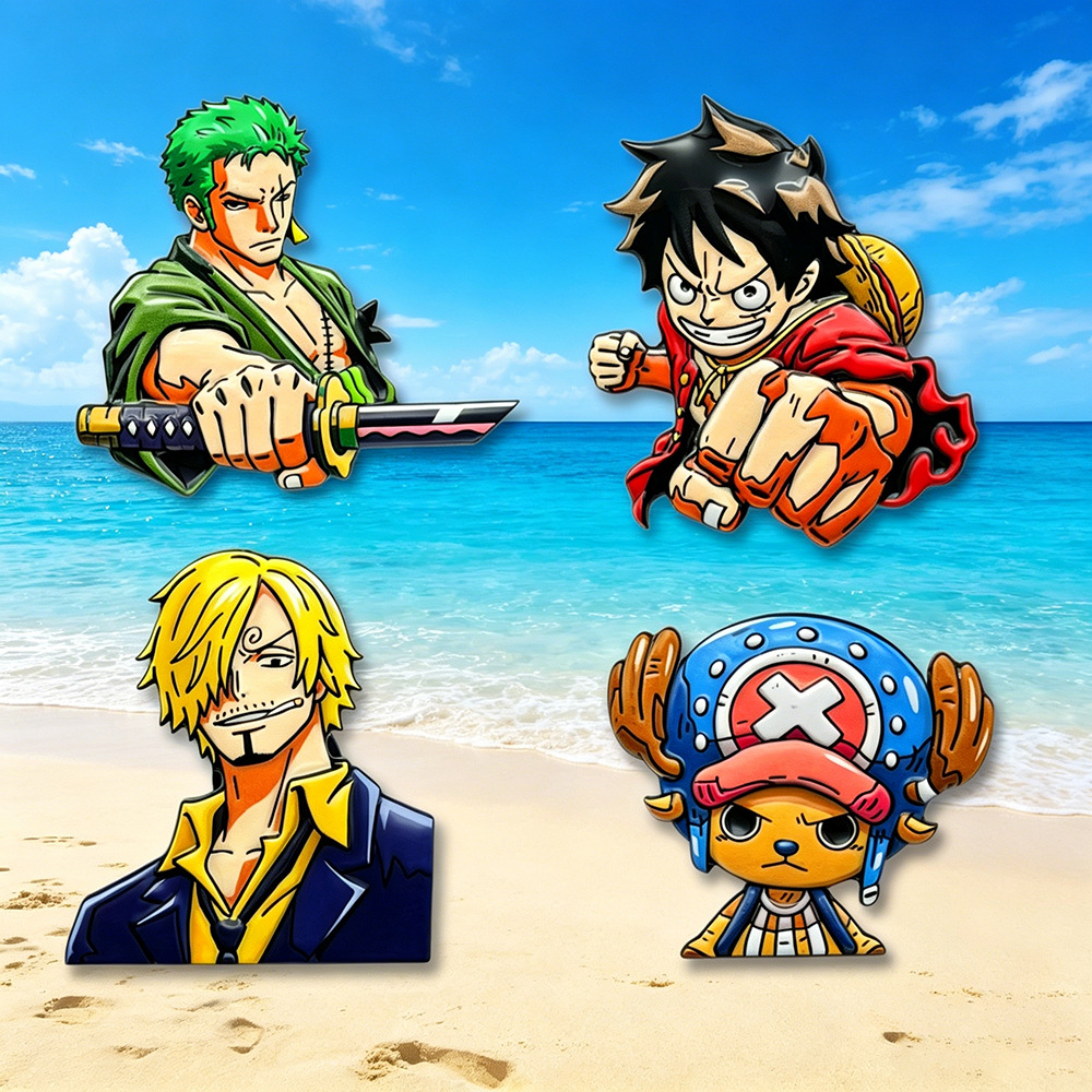 4 個ワンピース漫画キャラクターブローチセット Q バージョ - Cosplay Anime Zoro のレビューと価格