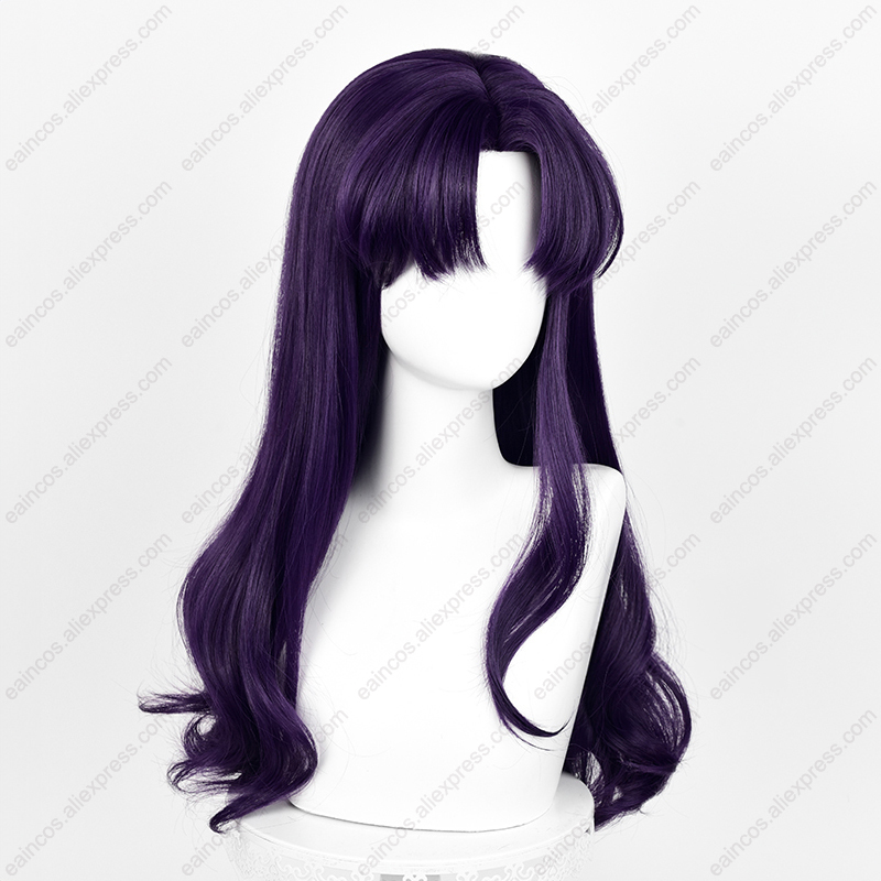 エヴァミサト-合成かつら,長い黒と紫の巻き毛,55cm - Anime Cosplay Long Black Hair のレビューと価格