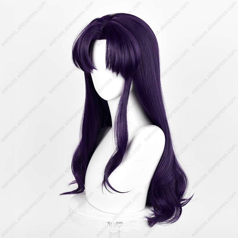 エヴァミサト-合成かつら,長い黒と紫の巻き毛,55cm - Anime Cosplay Long Black Hair のレビューと価格