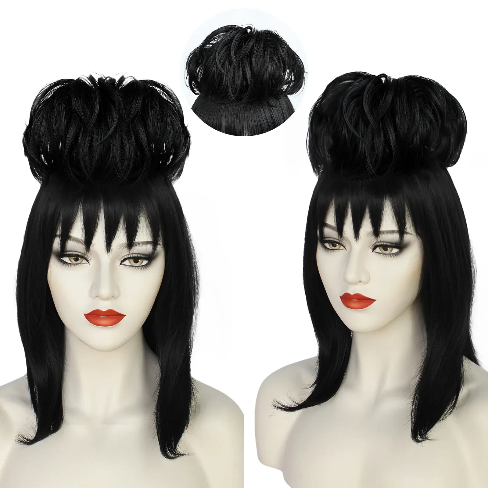 Lydia deetz-女性用コスプレウィッグ,黒の人工毛, - Anime Cosplay Girl With Black Hair のレビューと価格