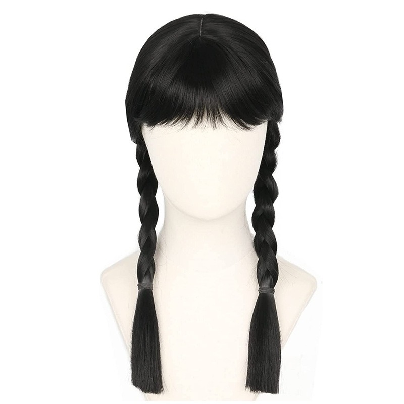 コスプレ アダムスファミリー ブラック ロングブレイドウィッ - Anime Cosplay Long Black Hair のレビューと価格