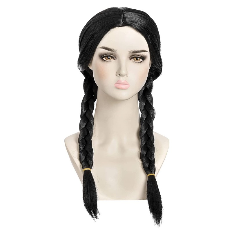 コスプレ アダムスファミリー ブラック ロングブレイドウィッ - Anime Cosplay Long Black Hair のレビューと価格