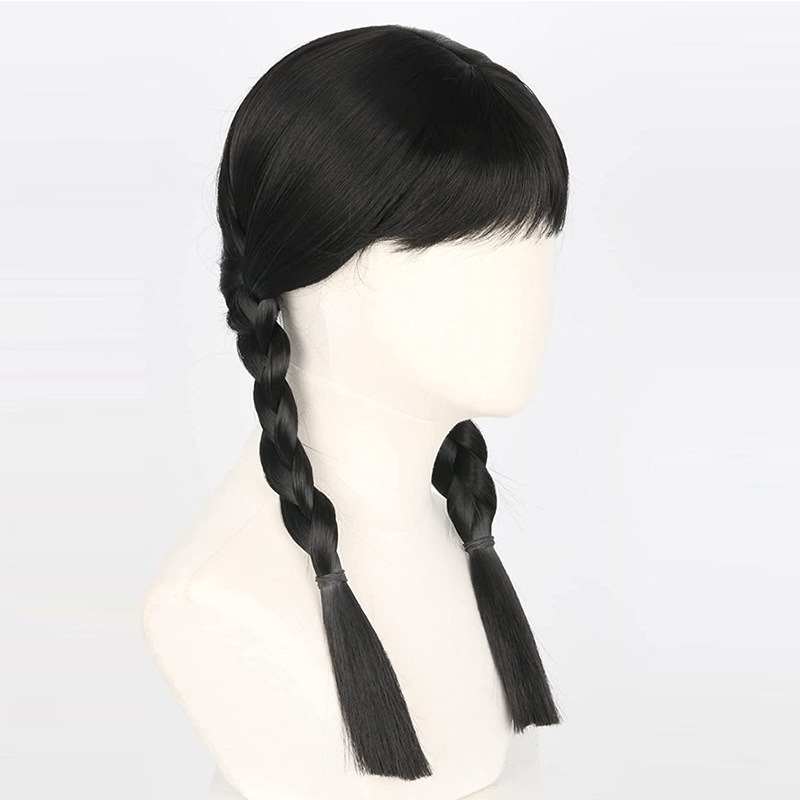 コスプレ アダムスファミリー ブラック ロングブレイドウィッ - Anime Cosplay Long Black Hair のレビューと価格