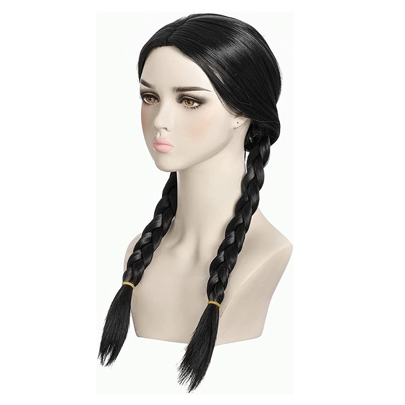 コスプレ アダムスファミリー ブラック ロングブレイドウィッ - Anime Cosplay Long Black Hair のレビューと価格