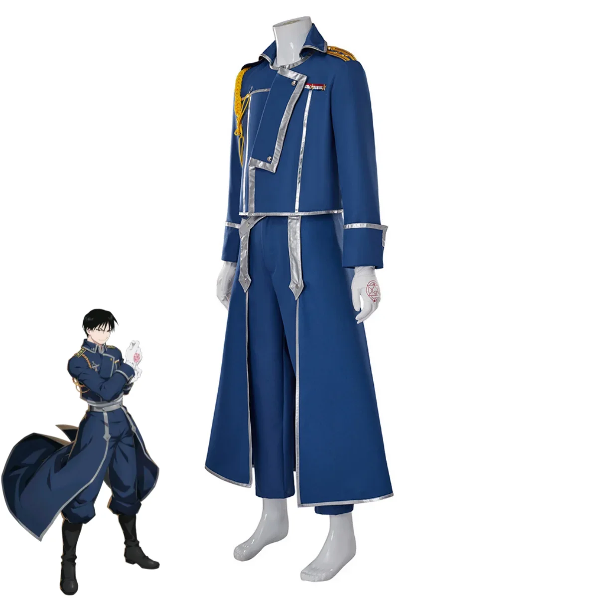 ブルーファイト軍服コートウィッグ成人男性ハロウィンカーニバル - Fullmetal Alchemist Coat のレビューと価格