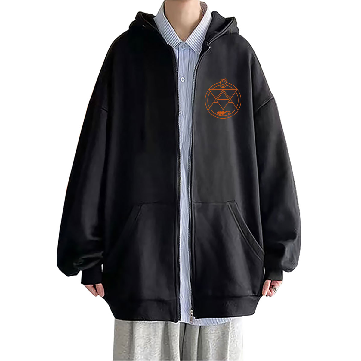 アニメ鋼の錬金術師ロイ・マスタンググラフィックジッパーパーカ - Fullmetal Alchemist Coat のレビューと価格