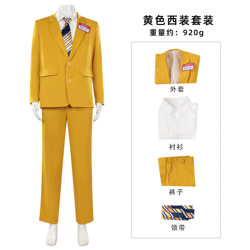 男性ホラーテーマ黄色のスーツセットブレザーパンツシャツネクタ - Anime Cosplay Name のレビューと価格